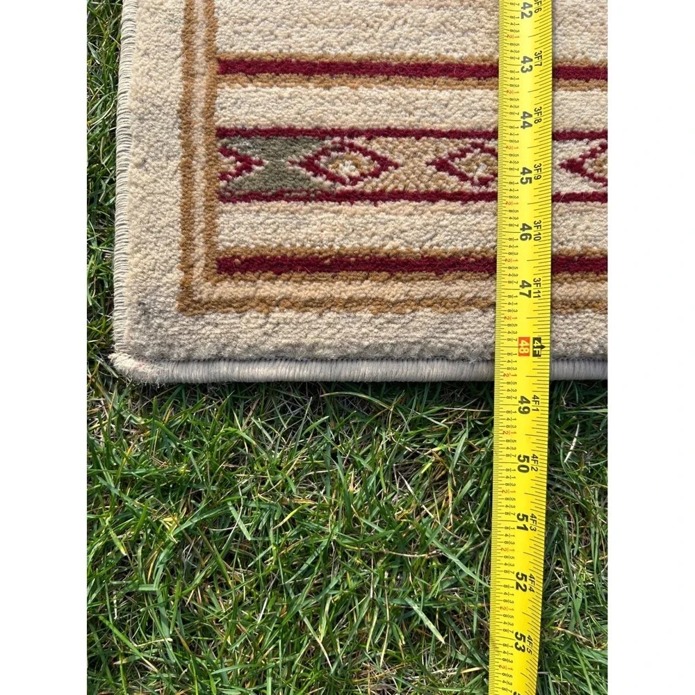 Regal Collection Runner Rug‎ 2x4.5 ft Beige Red Geometric Tribal Pattern Turkey